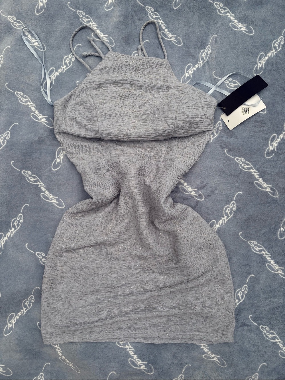 Shimmery Blue Bodycon Dress with Spaghetti Straps